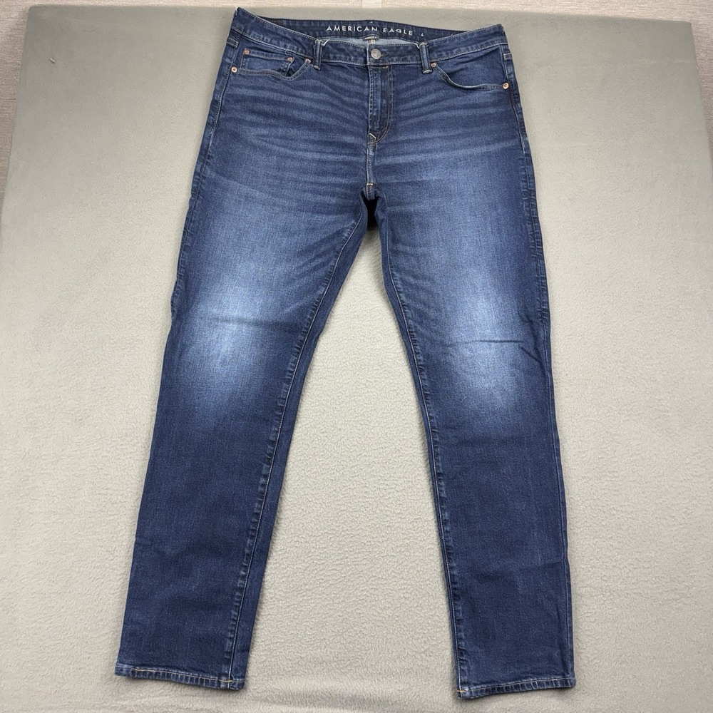 American Eagle Original Straight Jeans Mens 38x33* Stretch Dark Wash Denim